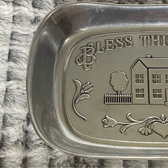Wilton Armetale Pewter 10” Bless This House Bread Platter Serving Tray - Picture 3 of 7